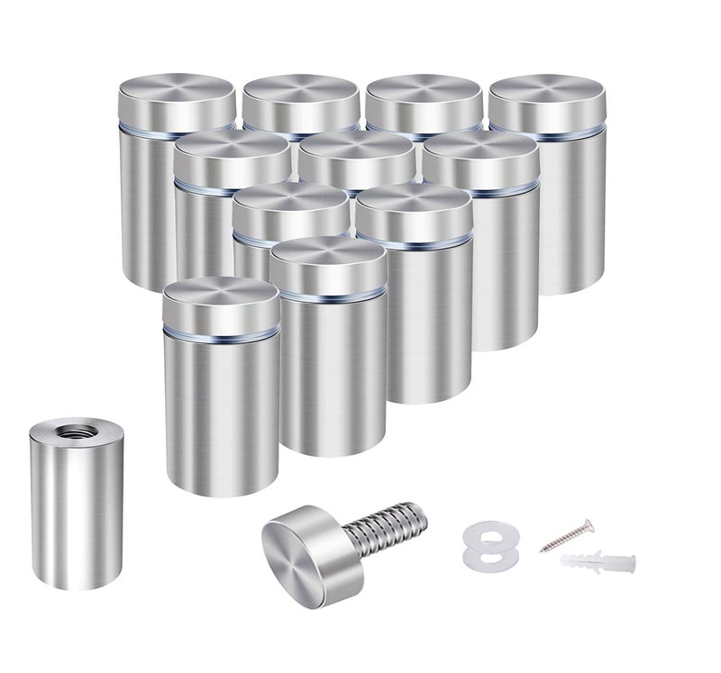 Osring 3/4 x 2-2/5 Inch Wall Standoff Sign Holder, Standoffs Screw Mounting Acrylic Panel Hardware, Stainless Steel Advertising Nails for Plexiglass and Picture, 12 Pack - Image 1